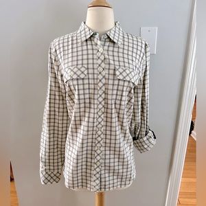 Talbots grey/cream check shirt. Size L